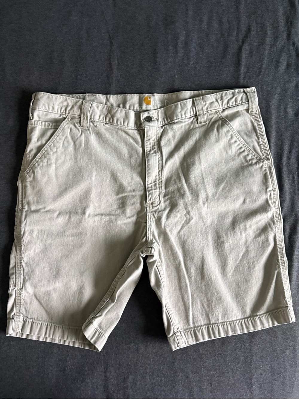 Carhartt Mens 42 Relaxed Fit Canvas Workwear Utility Shorts Khaki Beige Gorpcore